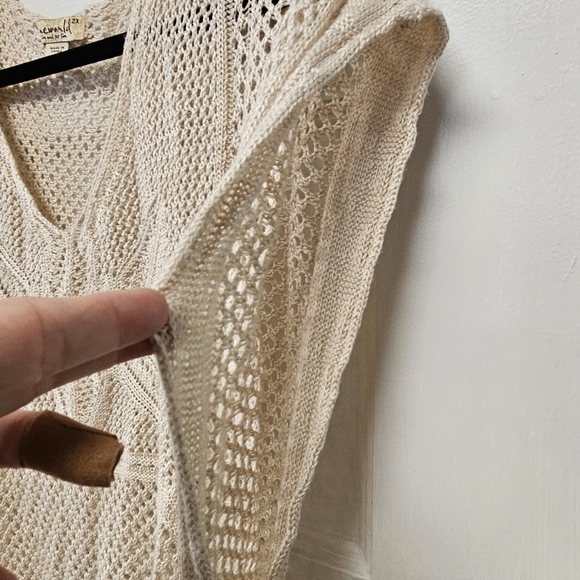 One World Beige Knit Poncho with Fringe Size 2XL - Picture 5 of 7